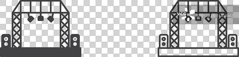 音乐会舞台细线图标集图片素材