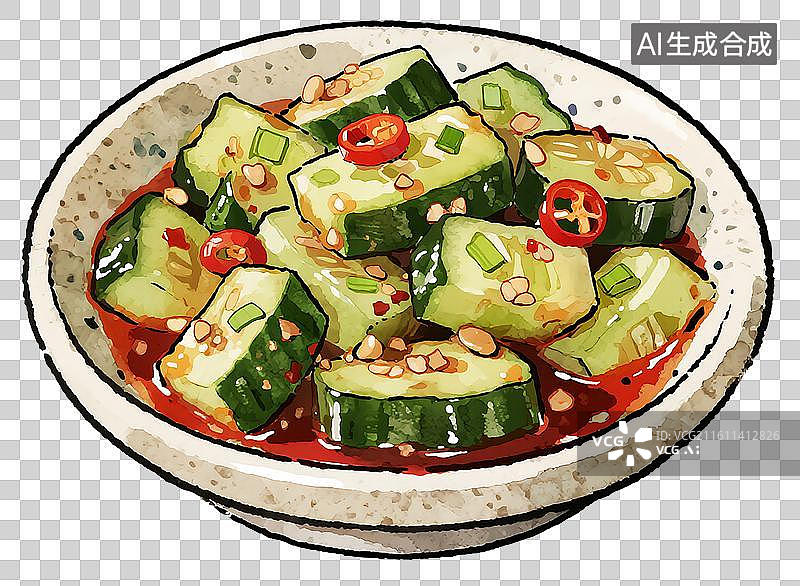 【AI数字艺术】一盘凉拌黄瓜图片素材