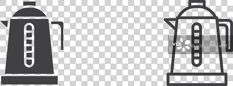 电热水壶细线图标集图片素材