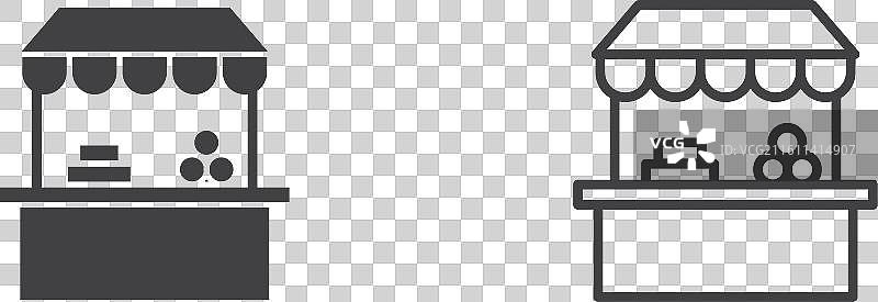 农夫摊位细线图标集图片素材