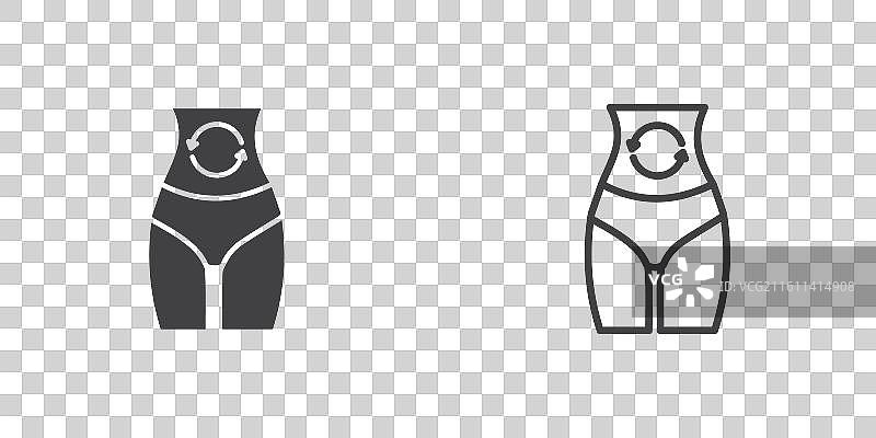 快速和缓慢的新陈代谢细线图标集图片素材