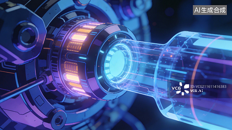 【AI数字艺术】未来科技装置发光特写图片素材