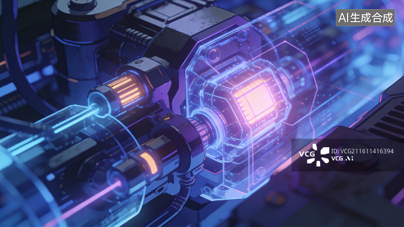 【AI数字艺术】未来科技装置发光特写图片素材