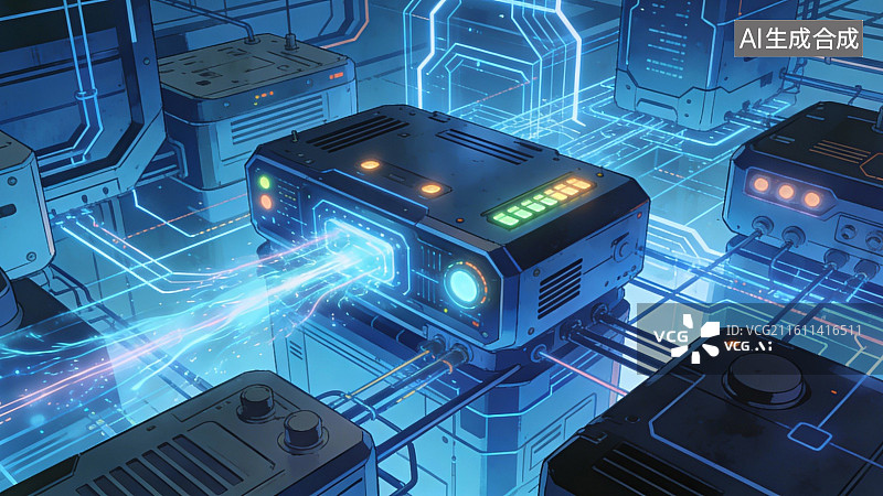 【AI数字艺术】未来科技设备运行场景图片素材