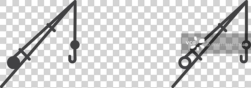 钓鱼竿细线图标集图片素材