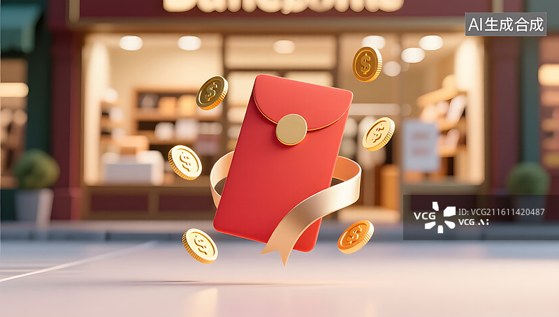 【AI数字艺术】高级感静帧插画金币丝带极简设计图片素材