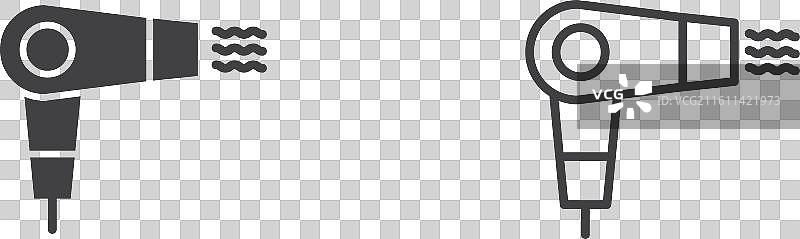 吹风机细线图标集图片素材