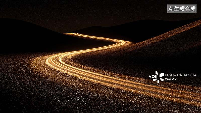 【AI数字艺术】夜路灯光轨迹图片素材