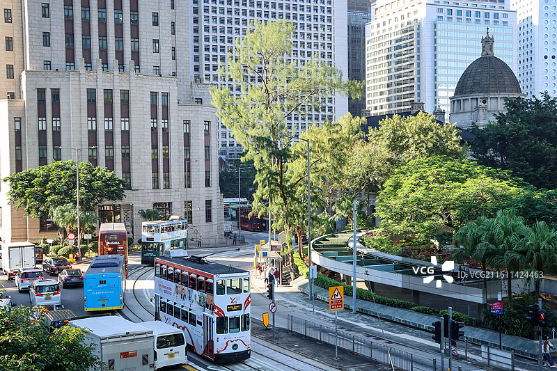 中国香港中环街头叮叮车图片素材