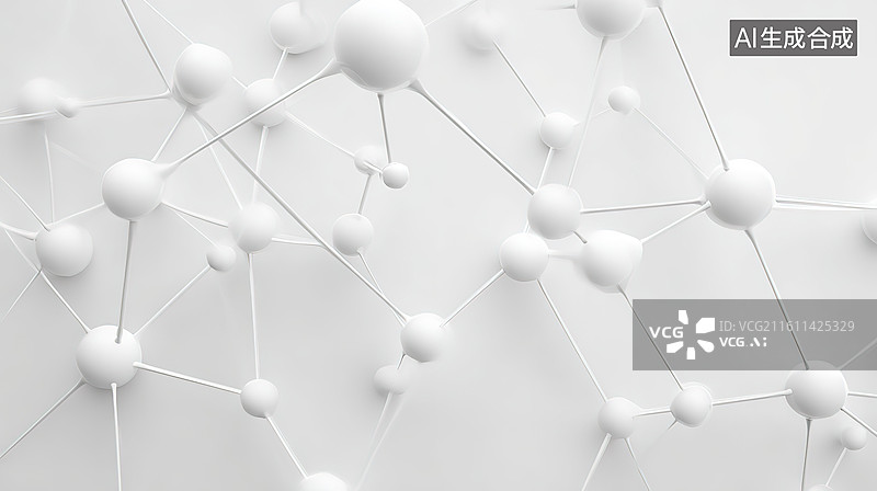 【AI数字艺术】白色分子结构网络图片素材