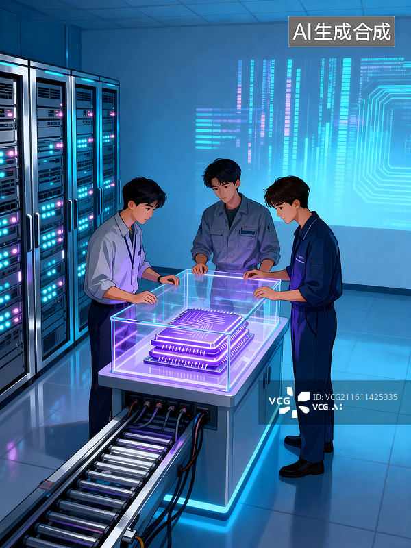 【AI数字艺术】实验室机器人协同研究图片素材