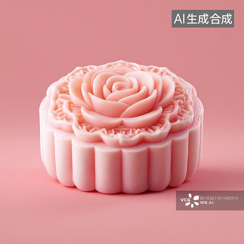 【AI数字艺术】粉色玫瑰花形糕点图片素材