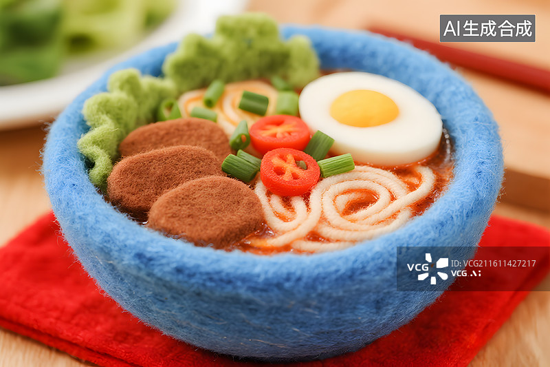 【AI数字艺术】牛肉面 羊毛毡风格图片素材