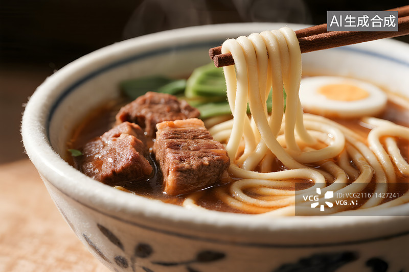 【AI数字艺术】牛肉面 羊毛毡风格图片素材