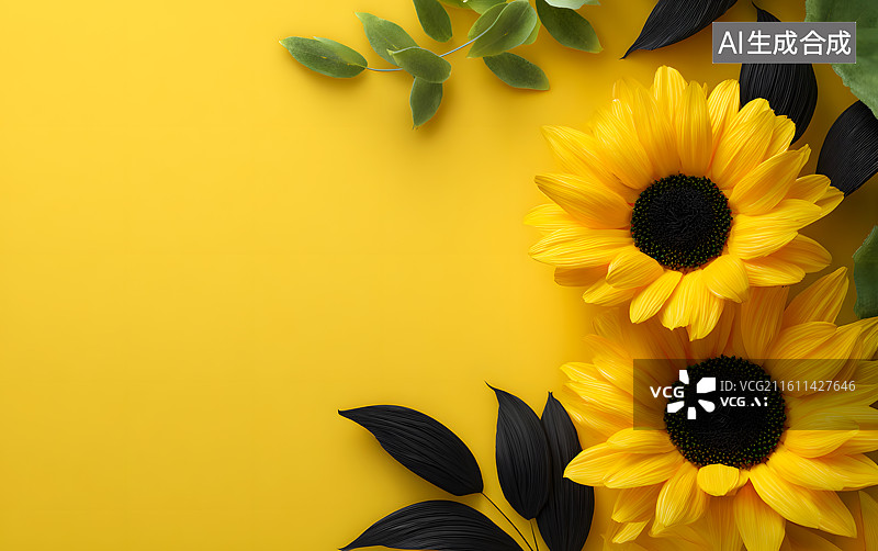 【AI数字艺术】向日葵花朵背景图片素材