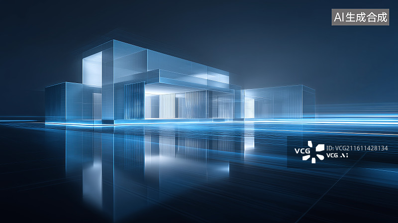 【AI数字艺术】汽车广告背景图——抽象现代极简城市建筑与广场地面组成的展览空间图片素材