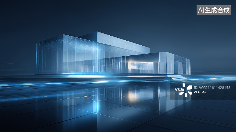 【AI数字艺术】汽车广告背景图——抽象现代极简城市建筑与广场地面组成的展览空间图片素材
