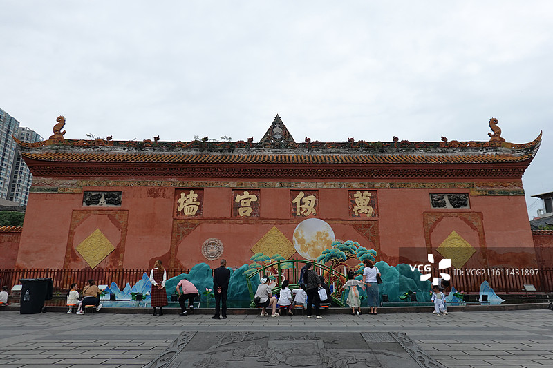 四川省德阳市旌阳区德阳文庙：万仞宫墙红墙图片素材