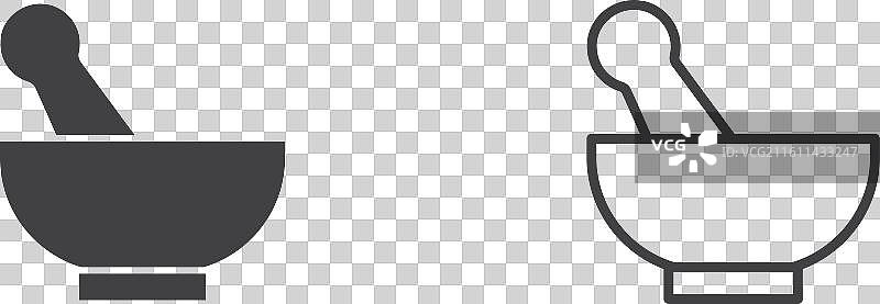 研钵和研杵细线图标集图片素材