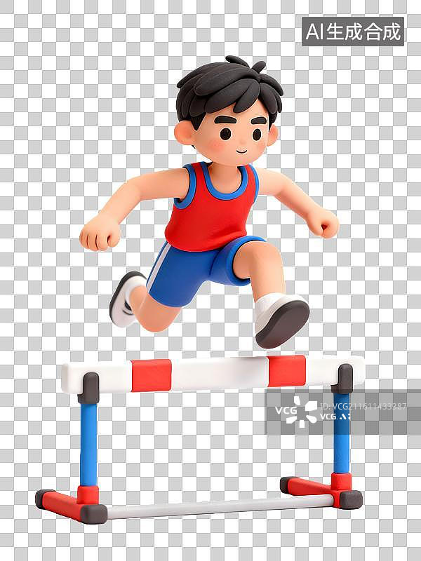 【AI数字艺术】卡通人物运动 体育运动主题  卡通跨栏运动员图片素材
