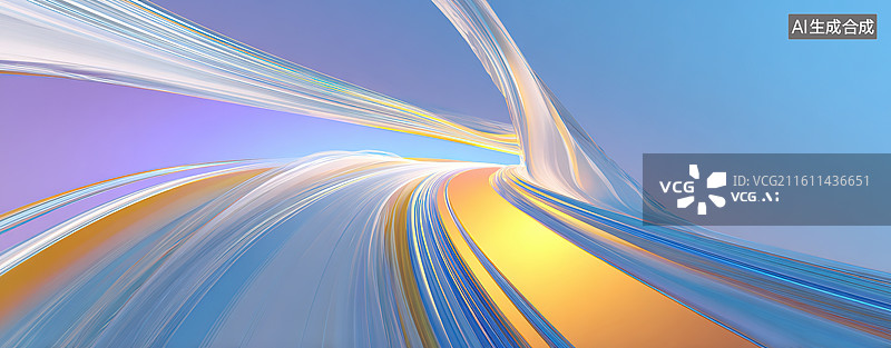 【AI数字艺术】流动的彩色抽象线条图片素材