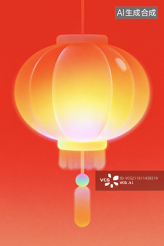 【AI数字艺术】中国传统文化节日国风中式红色灯笼背景插画图片素材
