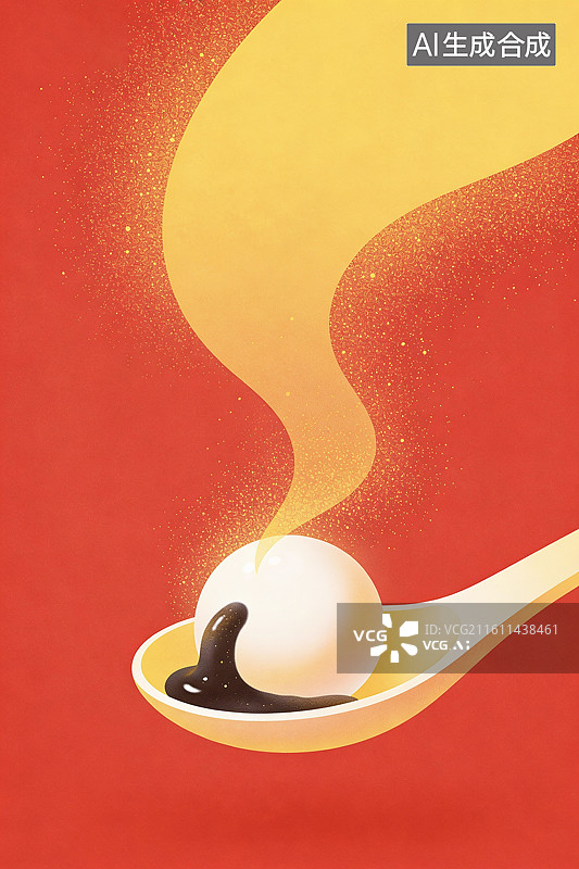 【AI数字艺术】中国传统文化节日庆典冬至元宵节东方食品美食小吃汤圆插画图片素材