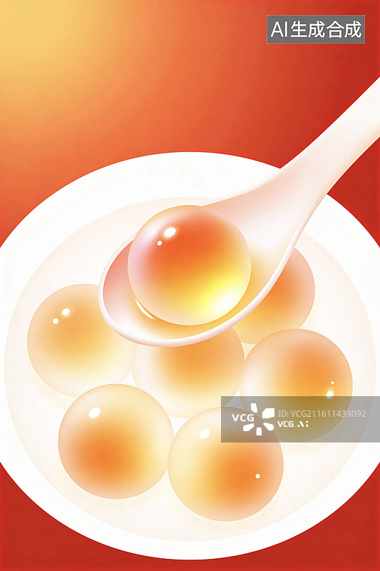 【AI数字艺术】中国传统文化节日庆典冬至元宵节东方食品美食小吃汤圆插画图片素材