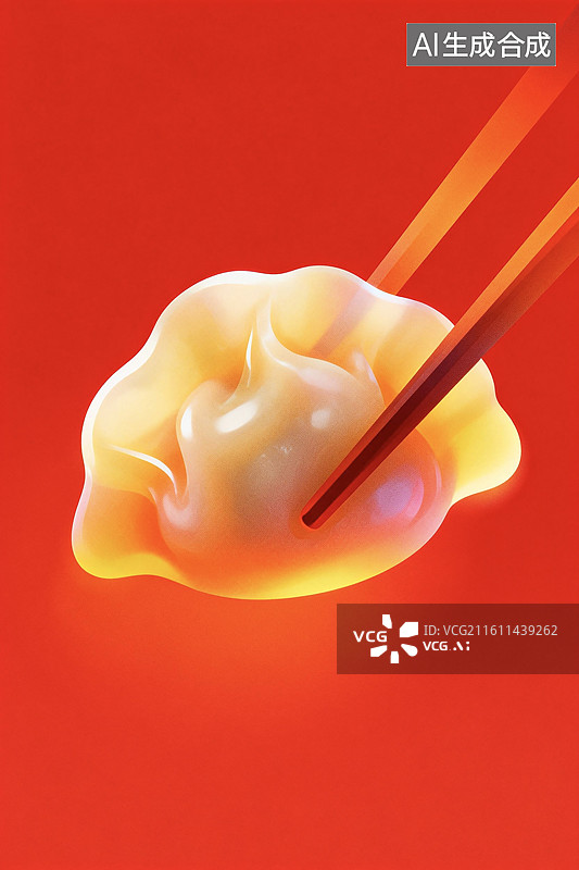 【AI数字艺术】中国传统文化节日庆典新年春节除夕年夜饭冬至元宵节东方食品美食小吃筷子夹饺子插画图片素材