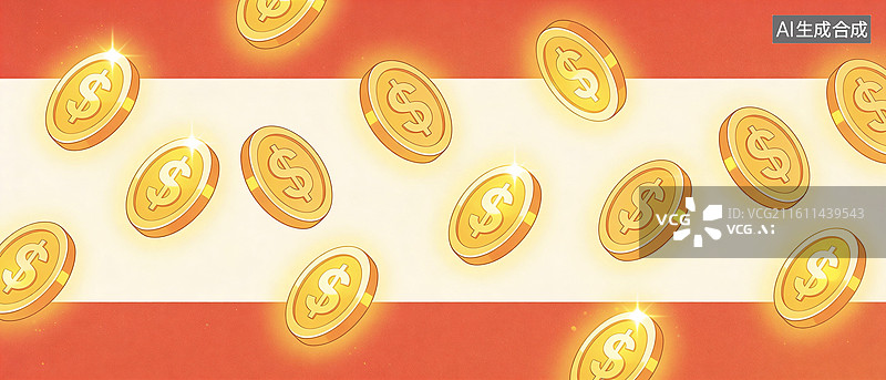 【AI数字艺术】金币货币硬币金钱赚钱财富背景插画图片素材