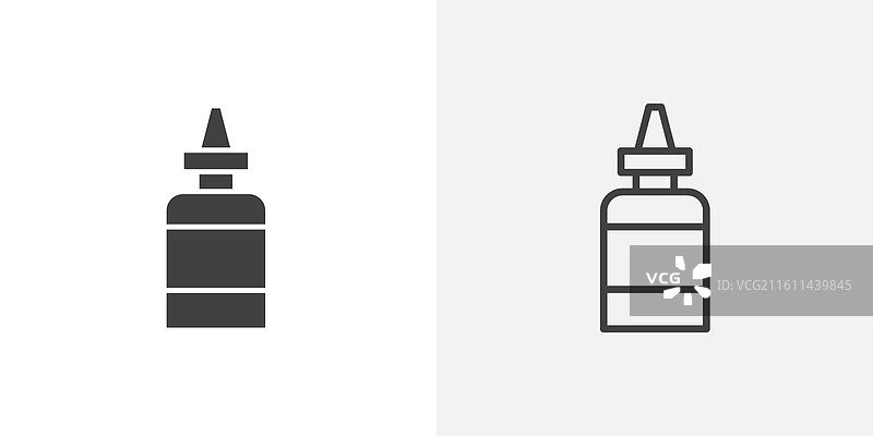 鼻喷雾器细线图标集图片素材