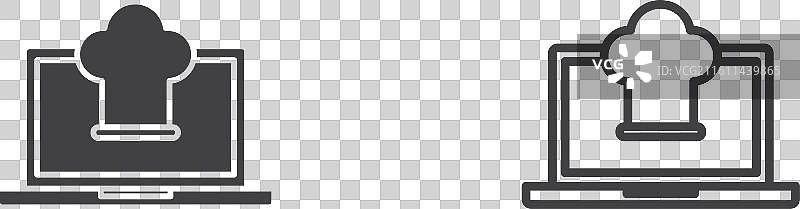 在线烹饪节目细线图标集图片素材