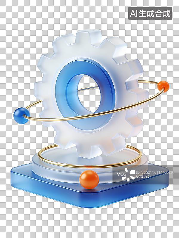 【AI数字艺术】3D磨砂玻璃商务金融齿轮元素图片素材