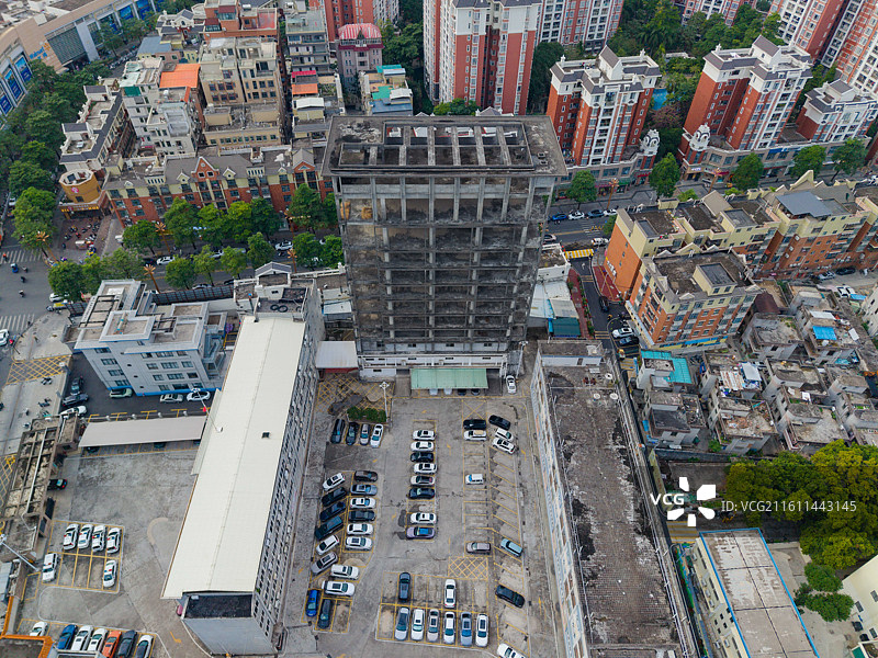 广东省东莞市，凤岗镇，烂尾楼，航拍图片素材