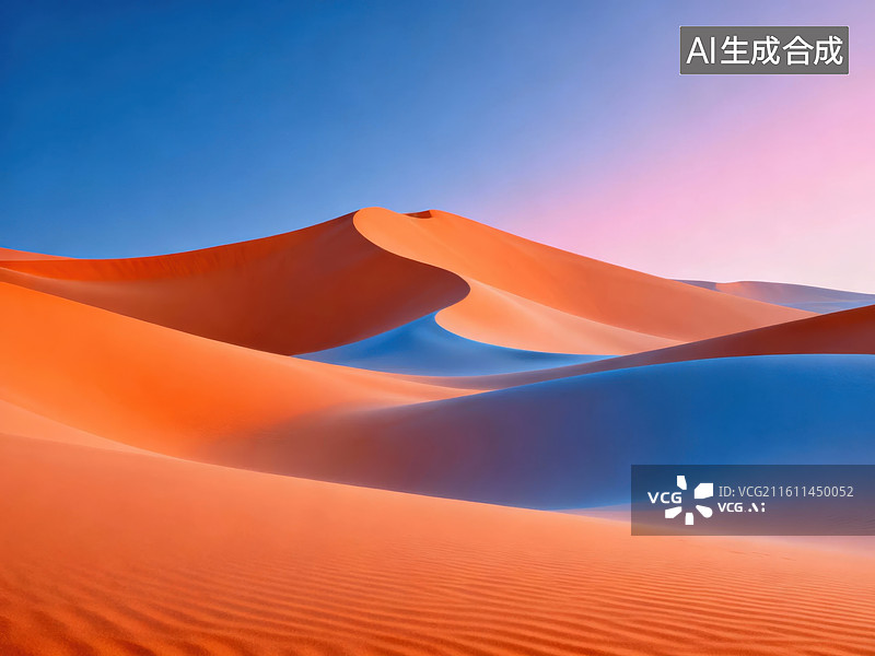 【AI数字艺术】沙漠沙丘日落景象图片素材