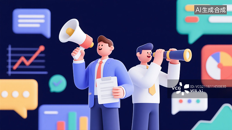 【AI数字艺术】拿着扩音器和望远镜招人图片素材