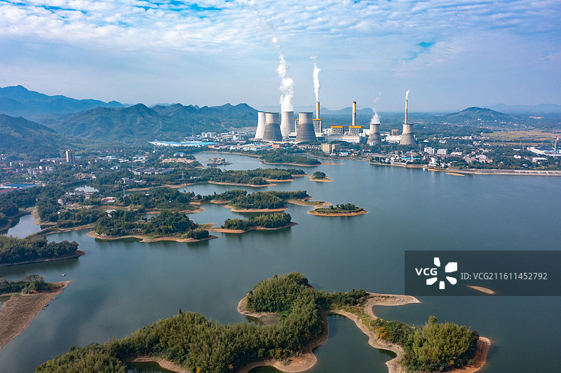 航拍湖北咸宁赤壁市陆水湖风光图片素材