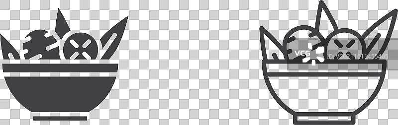 沙拉碗细线图标集图片素材