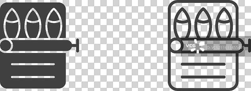 沙丁鱼罐头细线图标集图片素材