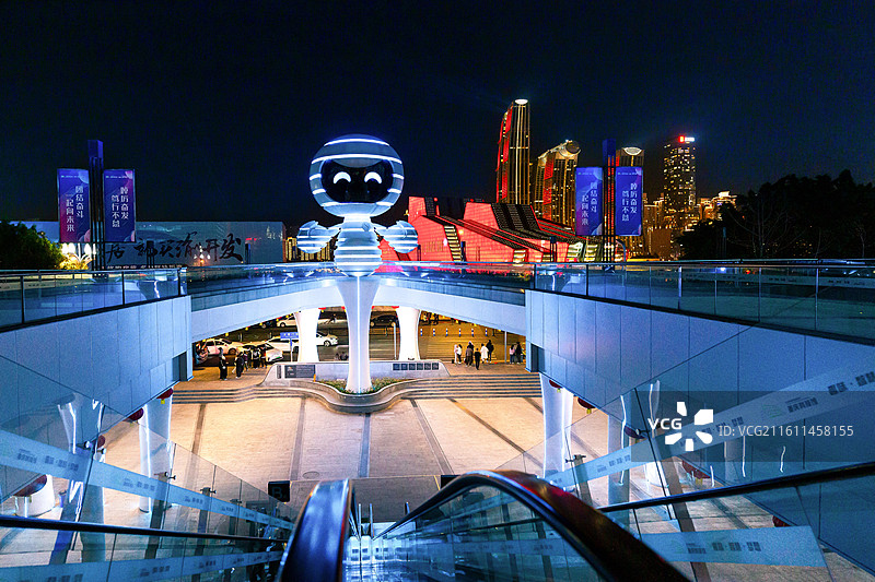 重庆科技馆夜景机器人图片素材