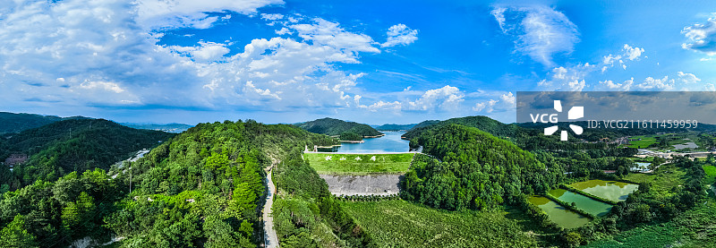 岳阳铁山水库航拍风光图片素材