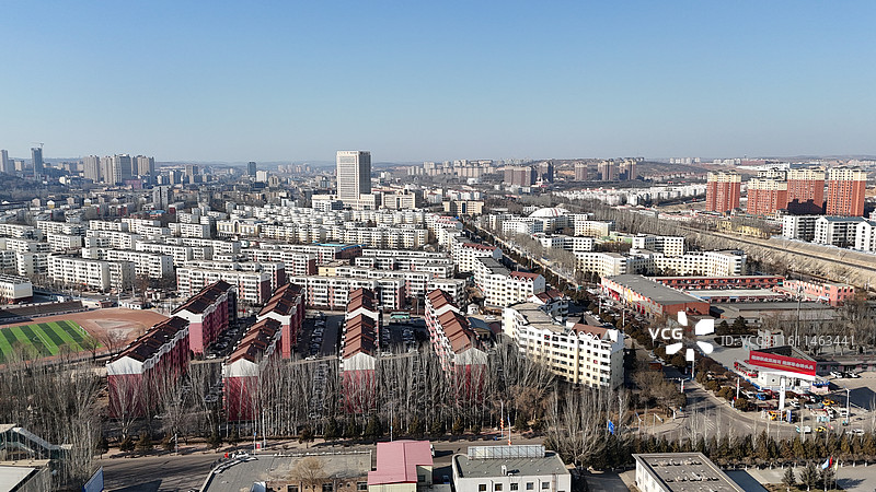 鄂尔多斯准格尔旗千亿县城市航拍图片素材