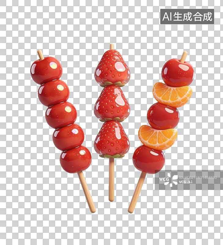 【AI数字艺术】3D立体老北京山楂糖葫芦元素图片素材