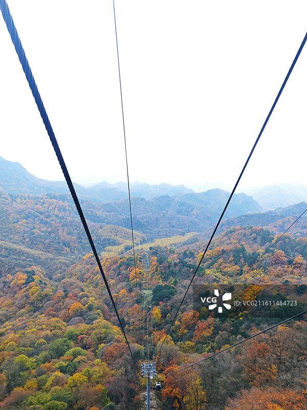 秋天的光雾山索道视角图片素材