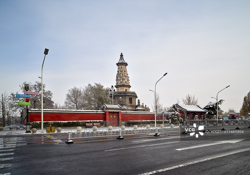 河北省石家庄市正定古城广惠寺雪景摄影图片图片素材