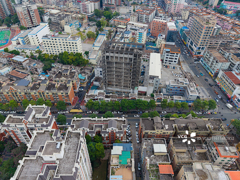 广东省东莞市，凤岗镇，沃尔玛，城市风光，航拍图片素材