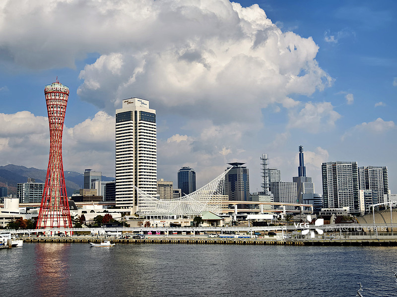 日本兵库县神户市，神戶港附近的城市风光图片素材