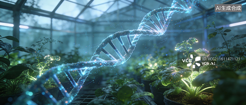 【AI数字艺术】基因工程在现代农业温室中的应用图片素材