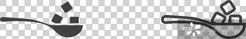 方糖勺子细线图标集图片素材