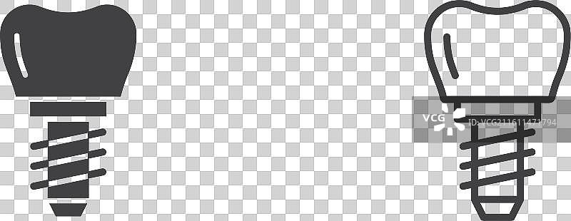 牙齿种植细线条图标集图片素材